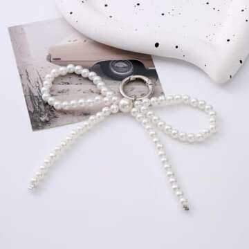 PUCAPOCO Pearl Bow Keychain Coquette Aesthetic Keychain Keyrings Bag Charms Purse Car Charms Accesor...