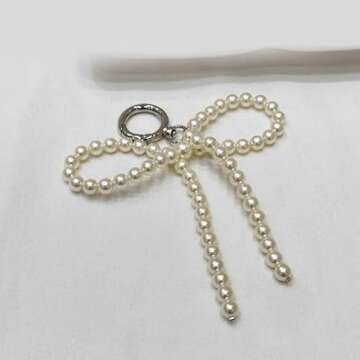 PUCAPOCO Pearl Bow Keychain Coquette Aesthetic Keychain Keyrings Bag Charms Purse Car Charms Accesories (Style 1)
