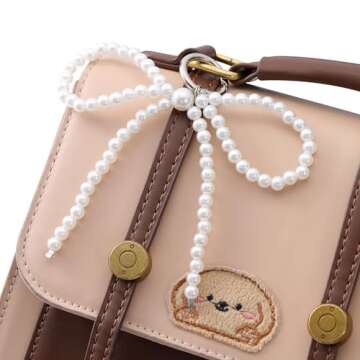 PUCAPOCO Pearl Bow Keychain Coquette Aesthetic Keychain Keyrings Bag Charms Purse Car Charms Accesories (Style 1)