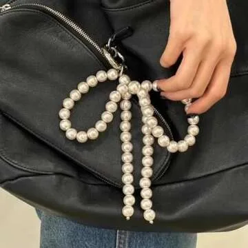 PUCAPOCO Pearl Bow Keychain Coquette Aesthetic Keychain Keyrings Bag Charms Purse Car Charms Accesories (Style 1)