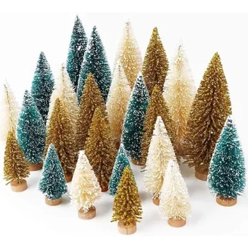 AerWo 24Pcs Mini Christmas Trees for Festive Tabletop Decor