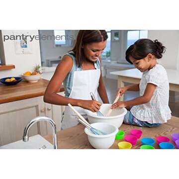 Silicone Muffin Cups for Baking and Bonus Gift Jar, Set of 12 Reusable Silicone Cupcake Liners for Baking, Nonstick Silicone Baking Cups, Bento Lunch Box Dividers, Cupcake Molds & Ramekins