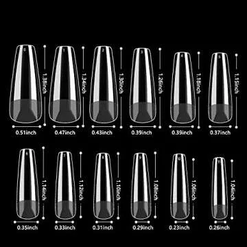 INENK Long Coffin Gel X Nail Tips Extension, 240PCS Clear Soft Gel Full Cover Nail Tips, M Square Press On False Nail Tips for Salons, and DIY Nail Art at Home (12 Sizes)