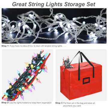RUODON Holiday Lights Storage Holders & Bag Set for 164 Feet