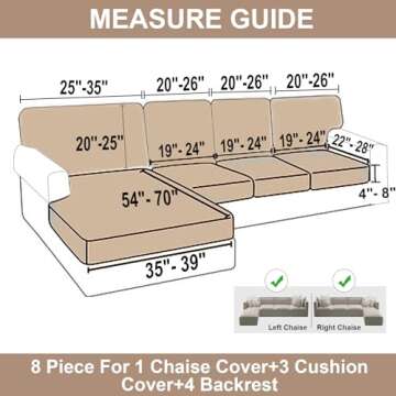 NAISI L-Shaped Sectional Sofa Covers with Pillowcases