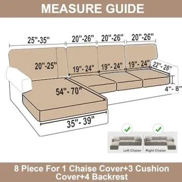 NAISI L-Shaped Sectional Sofa Covers with Pillowcases