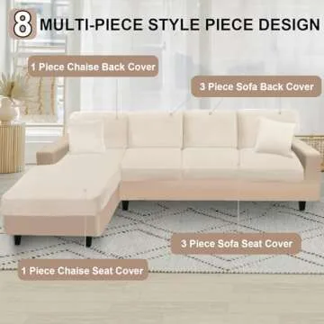 NAISI L-Shaped Sectional Sofa Covers with Pillowcases