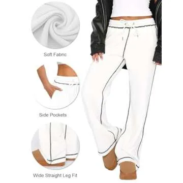 Soft Wide Leg Sweatpants for Women with Pockets