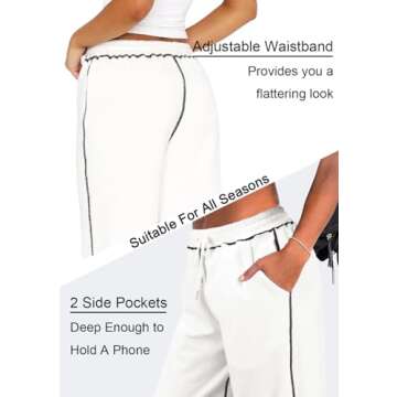 Soft Wide Leg Sweatpants for Women with Pockets