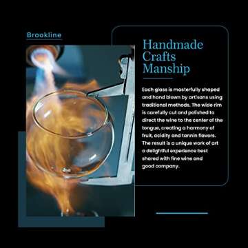 Brookline Long Stem Wine Glasses (17.5 oz., Single Glass) - 100% Lead Free Crystal for Red and White Wine