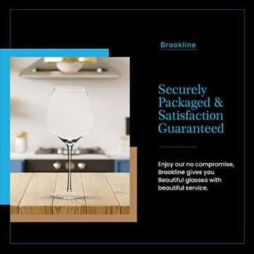 Brookline Long Stem Wine Glasses (17.5 oz., Single Glass) - 100% Lead Free Crystal for Red and White Wine