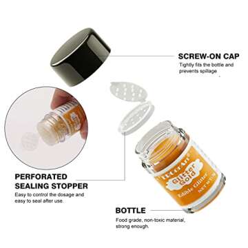 Edible Glitter - 6 Colors Luster Dust Edible, Food Grade Cake Decorating Shimmering Glitter for Drin...