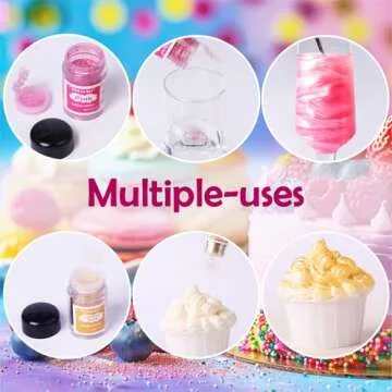 Edible Glitter - 6 Colors Luster Dust Edible, Food Grade Cake Decorating Shimmering Glitter for Drinks, Powder Glitter for Fondant, Chocolate, Candy, Cookie- 3g, Vegan