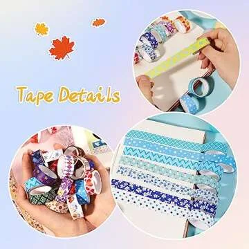 emmoolife 50 Rolls Washi Tape Set, 15mm Wide Rainbow Colored Tape Aesthetic Design Masking Decorative Tape for Scrapbooking Supplies, Bullet Journaling, Junk Journal, Wrapping Planners, DIY Arts Craft