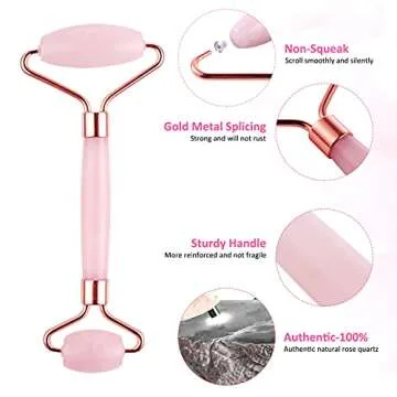 PureNice Jade Roller & Gua Sha Facial Tools Set -Natural Quartz Face Roller Massager for Skin Care, Relieving Wrinkle & Muscle Relaxing
