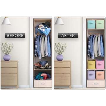 Sorbus 11 Inch Fabric Storage Cubes - Sturdy Collapsible Storage Bins & Handle - 6 Foldable Baskets for Organizing Clothes, Toys, Books - Multi Colored Storage Baskets for Shelves, Kids Room, Closets