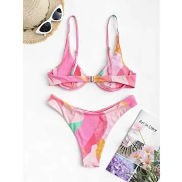 Stylish ZAFUL Ribbed Braided Straps Bikini Swimwear