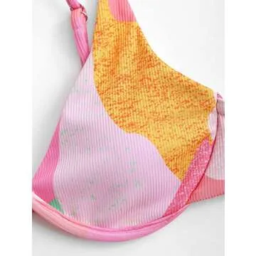 Stylish ZAFUL Ribbed Braided Straps Bikini Swimwear