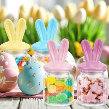 Colorful Bunny Candy Jars for Easter Fun and Decor