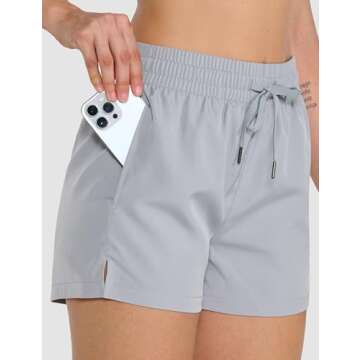 Winvote 2 Pack 3" Womens Athletic Shorts Basic Running Shorts Lightweight Quick Dry Gym Workout Shorts with Pockets Black-Light Grey S