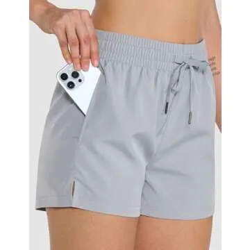 Winvote 2 Pack 3" Womens Athletic Shorts Basic Running Shorts Lightweight Quick Dry Gym Workout Shorts with Pockets Black-Light Grey S