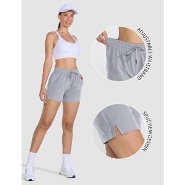 Winvote 2 Pack 3" Womens Athletic Shorts Basic Running Shorts Lightweight Quick Dry Gym Workout Shorts with Pockets Black-Light Grey S