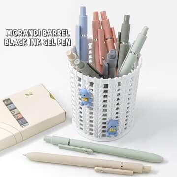 UIXJODO 6 Pcs Gel Pens 0.5mm Quick Dry Black Ink Pens Fine Point Smooth Writing Pens, Cute Office and School Supplies Gifts for Women Teacher Students (6 Pcs Morandi Silver)