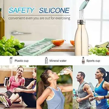 LessMo 3 PCS Ice Cube Tray, Long Ice Stick Tray Silicone with Lid, Rectangular Narrow Stick, Reusable, Flexible, Easy Release, for Small Mouth Sport Bottles, Juice Bottles, Cocktail Parties