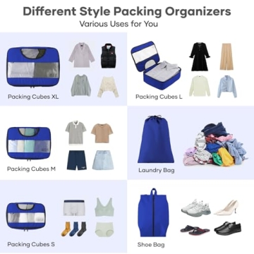 Veken 6 Set Packing Cubes for Ultimate Travel Organization