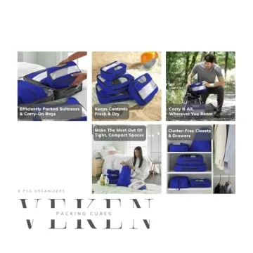 Veken 6 Set Packing Cubes for Ultimate Travel Organization