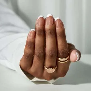 BTArtboxnails French Gel Nail Kit - French Tip Press on Nails Brown Extra Short Square XCOATTIPS Fak...