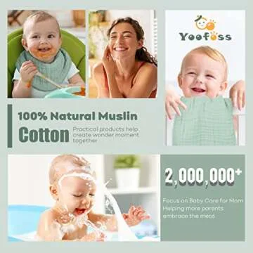 Yoofoss Muslin Burp Cloths for Baby 10 Pack 100% Cotton Baby Washcloths for Boys Girls Large 20''X10'' Super Soft and Absorbent Gradient Green