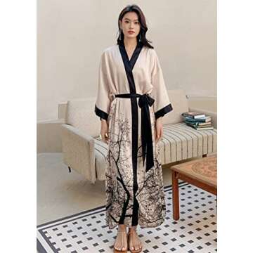 Luxurious Kihnop Women's Floral Long Kimono Robe
