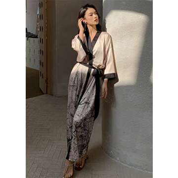 Luxurious Kihnop Women's Floral Long Kimono Robe