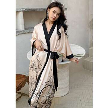 Luxurious Kihnop Women's Floral Long Kimono Robe