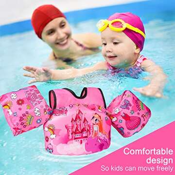 Kids Swim Vest for Children Learn Swimming Training, Faxpot Toddler Swim Aid Floats with Shoulder Harness Arm Wings for 30-60 lbs Boys/Girls Sea Beach Pool