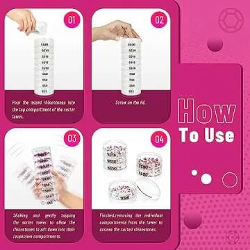 Stackble Rhlnestone Sorter Tower, Rhlnestone Sorter by Size, Rhlnestone Sorter Shaker Tower by Size, Rhlnestone Size Sorter System for Sotring Rhlnestone by Size from SS3 to SS30