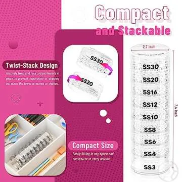 Stackble Rhlnestone Sorter Tower, Rhlnestone Sorter by Size, Rhlnestone Sorter Shaker Tower by Size, Rhlnestone Size Sorter System for Sotring Rhlnestone by Size from SS3 to SS30