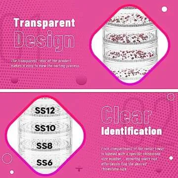 Stackble Rhlnestone Sorter Tower, Rhlnestone Sorter by Size, Rhlnestone Sorter Shaker Tower by Size, Rhlnestone Size Sorter System for Sotring Rhlnestone by Size from SS3 to SS30