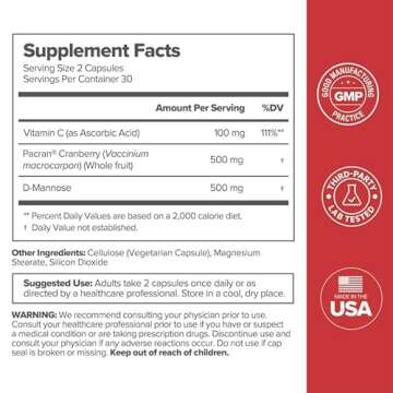 O Positiv URO Urinary Tract Health Supplement for Women, 60 Count (Pack of 1) - Urinary Support Vitamins with Pacran Complete Cranberry Extract, D-Mannose, & Vitamin C - Vegan & Gluten-Free