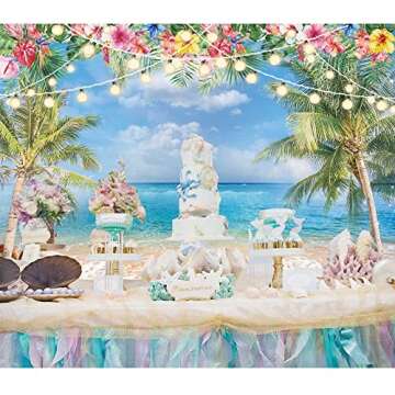 Haboke 8x6ft Hawaiian Beach Photography Backdrop