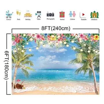 Haboke 8x6ft Hawaiian Beach Photography Backdrop