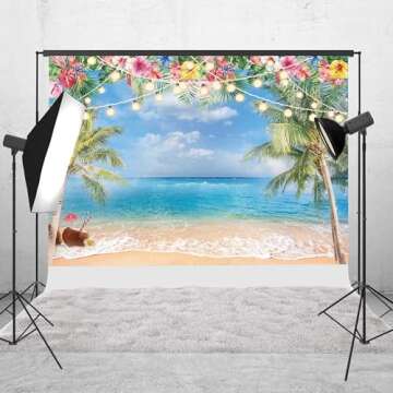 Haboke 8x6ft Hawaiian Beach Photography Backdrop