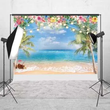 Haboke 8x6ft Hawaiian Beach Photography Backdrop