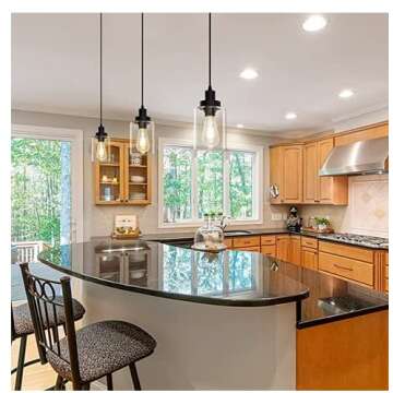 Adjustable Industrial Pendant Lights with Clear Glass Shade