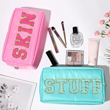 4Pcs Preppy Makeup Bags Stylish Organizational Travel Set