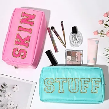 4Pcs Preppy Makeup Bags Stylish Organizational Travel Set