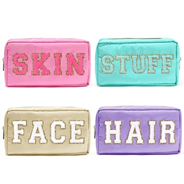 4Pcs Preppy Makeup Bags Stylish Organizational Travel Set