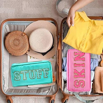 4Pcs Preppy Makeup Bags Stylish Organizational Travel Set