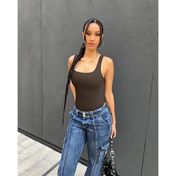 OQQ Women's Bodysuits 3 Piece Ribbed Sleeveless Set 2025